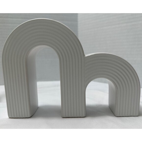 White Ceramic Double Arch Taper Candle Holder Set of 3 - Picture 4 of 11